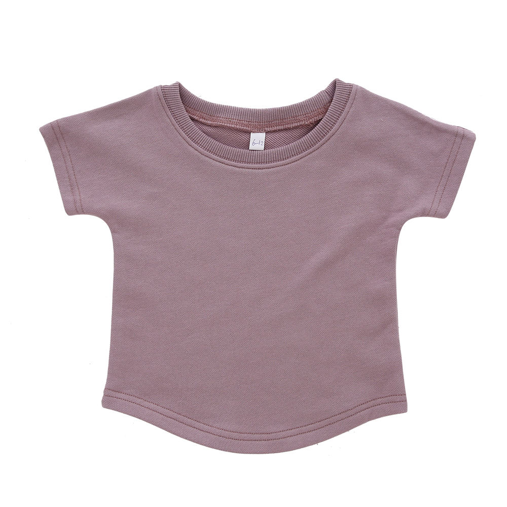 T-shirt classique 100% coton, couleur unie, vêtements de nuit, coton biologique en bambou, hauts à manches courtes pour bébés et enfants