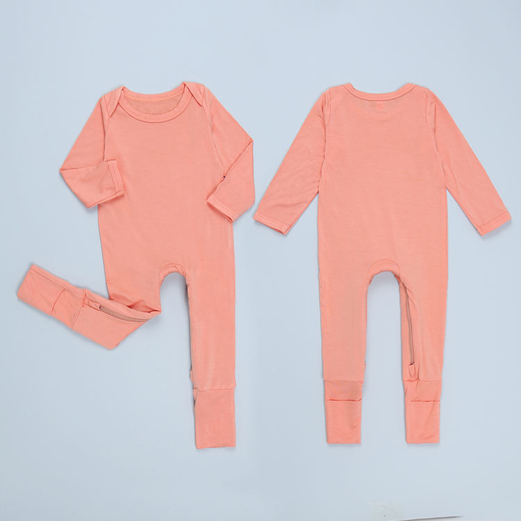 Barboteuse à manches longues pour bébé, nouveau Design, vente en gros, confortable, haute qualité, fermeture éclair, couleur unie, personnalisée, vêtements pour bébé