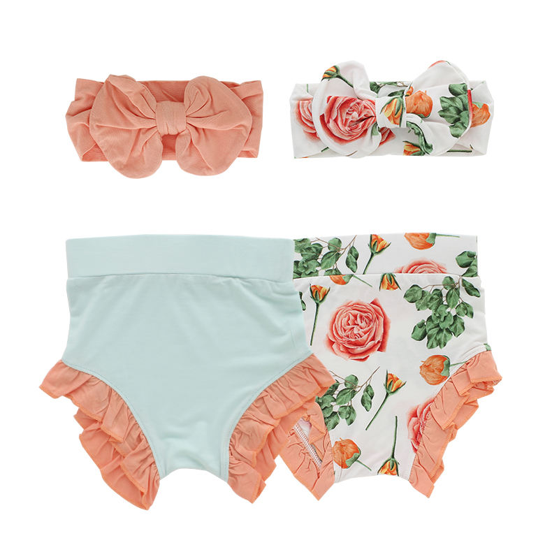 Bloomers à volants pour bébés filles, avec joli bandeau, imprimé personnalisé et Design de couleur unie, short d'été pour bébés filles
