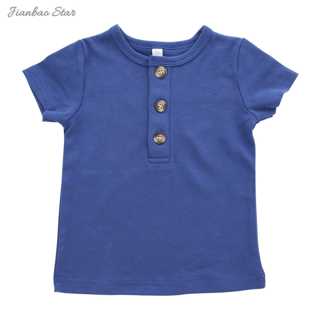 Boutique couleur unie manches courtes bébé T-shirt enfants enfant en bas âge été unisexe chemise bébé vêtements