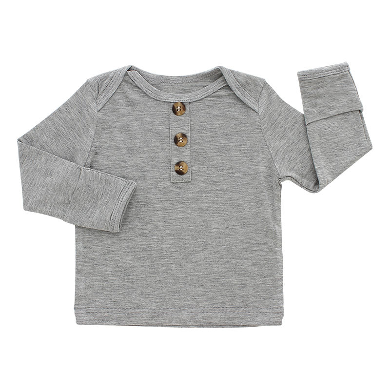 Style classique bébé hauts en gros couleur unie vêtements de nuit bambou coton à manches longues T-shirt OEM conception personnalisée bébé enfants vêtements
