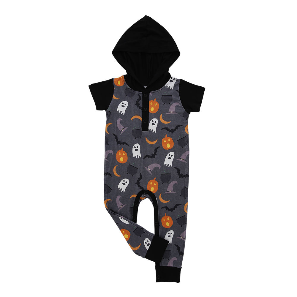 Barboteuse d'été en tissu de bambou imprimé unisexe, barboteuse douce pour bébé, vêtements personnalisés à manches courtes pour petites filles et garçons avec chapeau