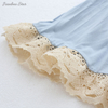 Nouveau Design à manches courtes bébé vêtements doux personnalisé haute pittoresque bambou dentelle bord infantile tenue couleur unie bébé robe