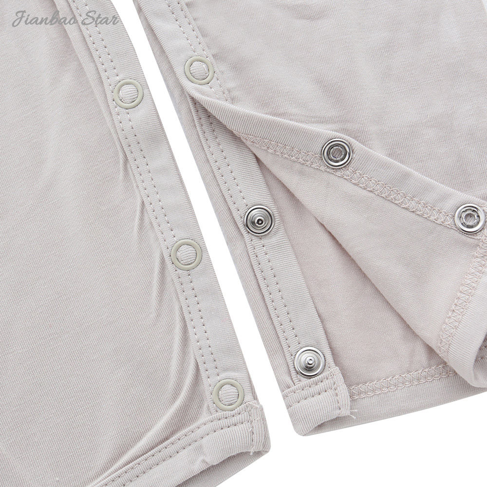 Barboteuse unisexe à manches longues pour bébé, nouvel arrivage, haute qualité, couleur unie, bouton en bambou, personnalisé