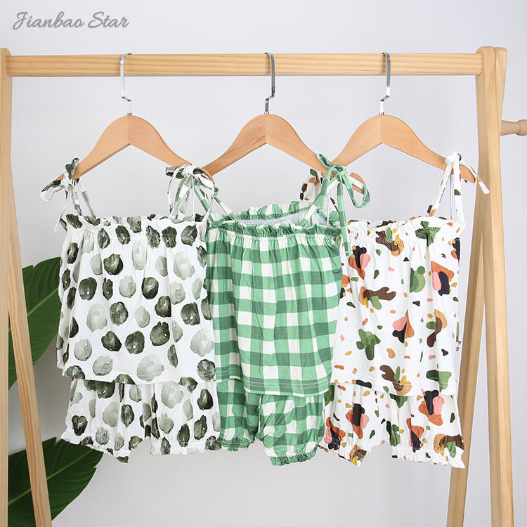 Jupe à bretelles en bambou ou coton tricoté pour bébés et filles, ensemble de vêtements d'été pour enfants, nouvelle version
