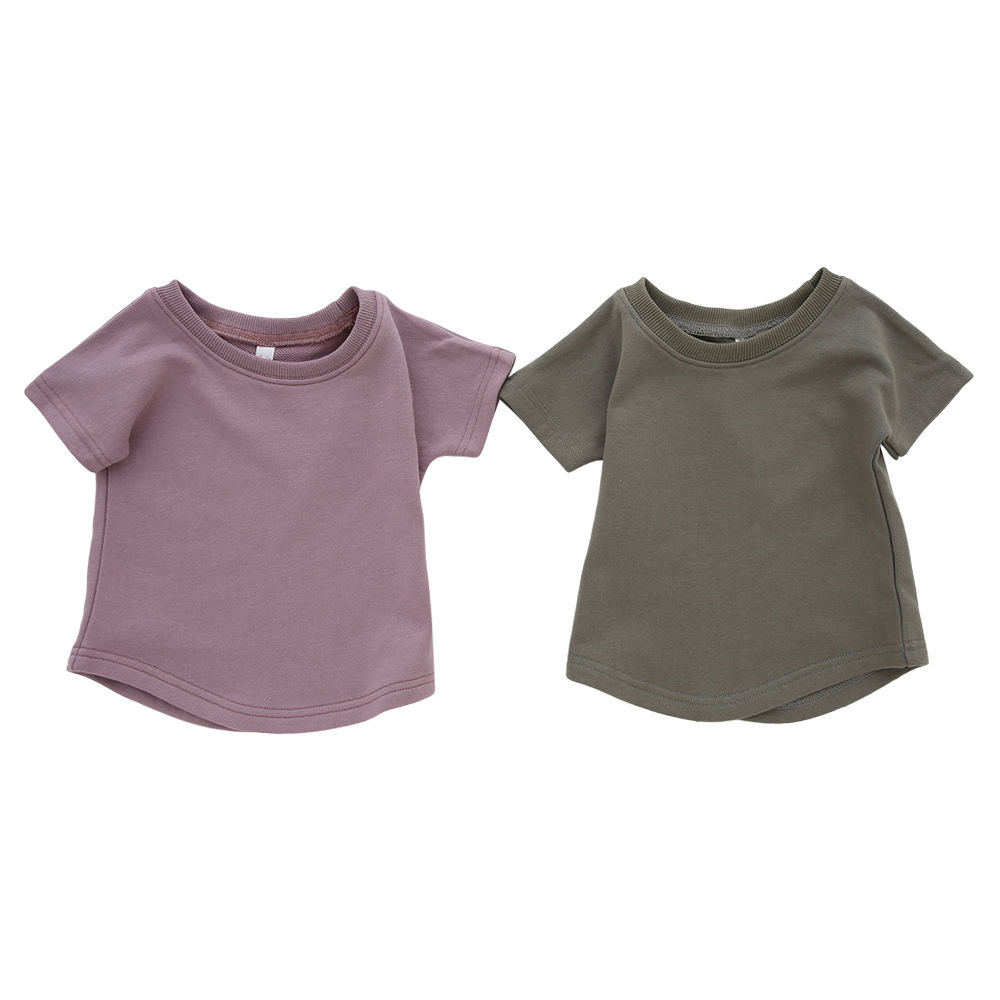 T-shirt classique 100% coton, couleur unie, vêtements de nuit, coton biologique en bambou, hauts à manches courtes pour bébés et enfants