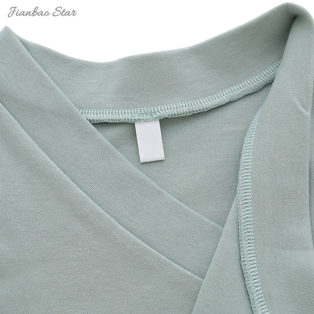 Usine offre spéciale nouveau Design populaire couleur personnalisée côté cravate patte à lacets à manches longues bébé barboteuses vêtements de bébé