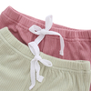 Bambou côtelé unisexe respectueux de la peau manches courtes hauts Shorts bébé et enfants tenues d'été 2 pièces ensemble de vêtements