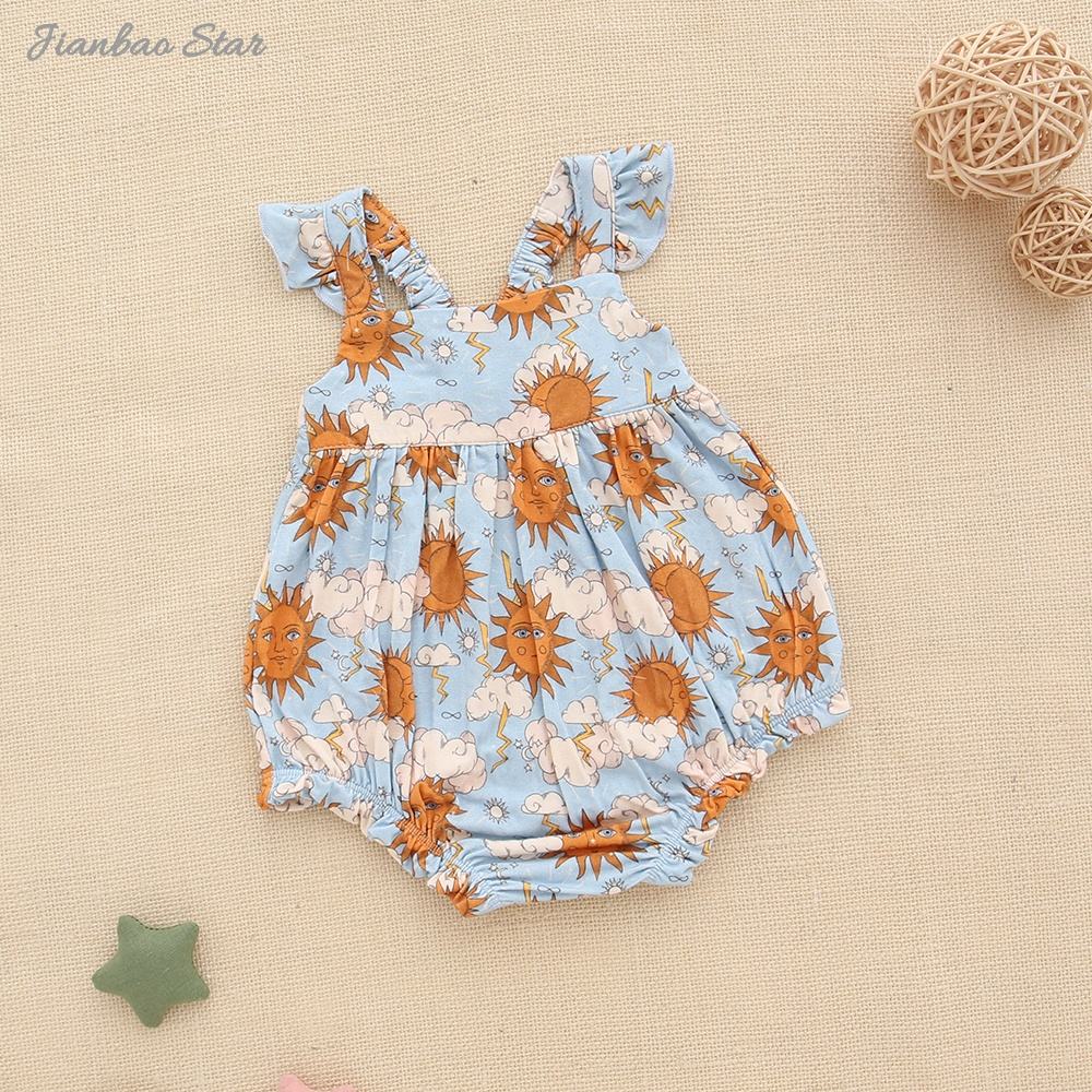 Vêtements pour bébé en bambou doux, barboteuse pour nouveau-né de 0 à 3 mois, manches flottantes, barboteuse à bulles en bambou pour filles et garçons