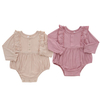 Barboteuse à volants pour petites filles, vêtements d'automne en molleton personnalisés, en bambou et coton doux pour enfants, vente en gros