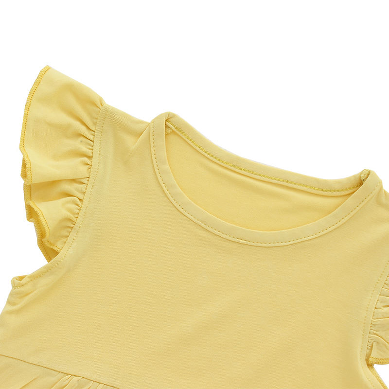 Robe Design à volants pour petites filles, Style d'été, vente en gros, sans manches, robe trapèze pour enfants