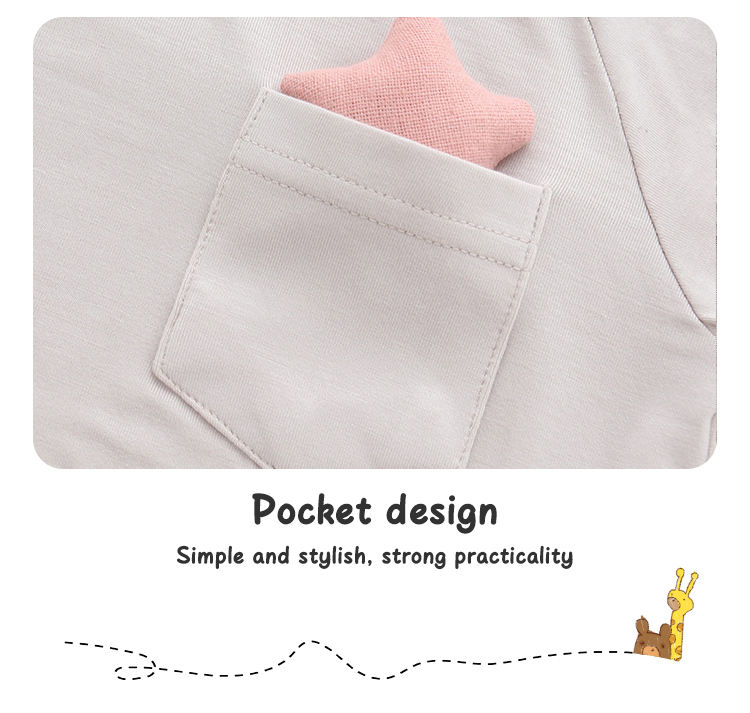 T-shirt pour nouveau-né de 0 à 2 ans, hauts d'été de couleur unie avec une petite poche, T-shirt pour enfants garçons et filles, vente en gros