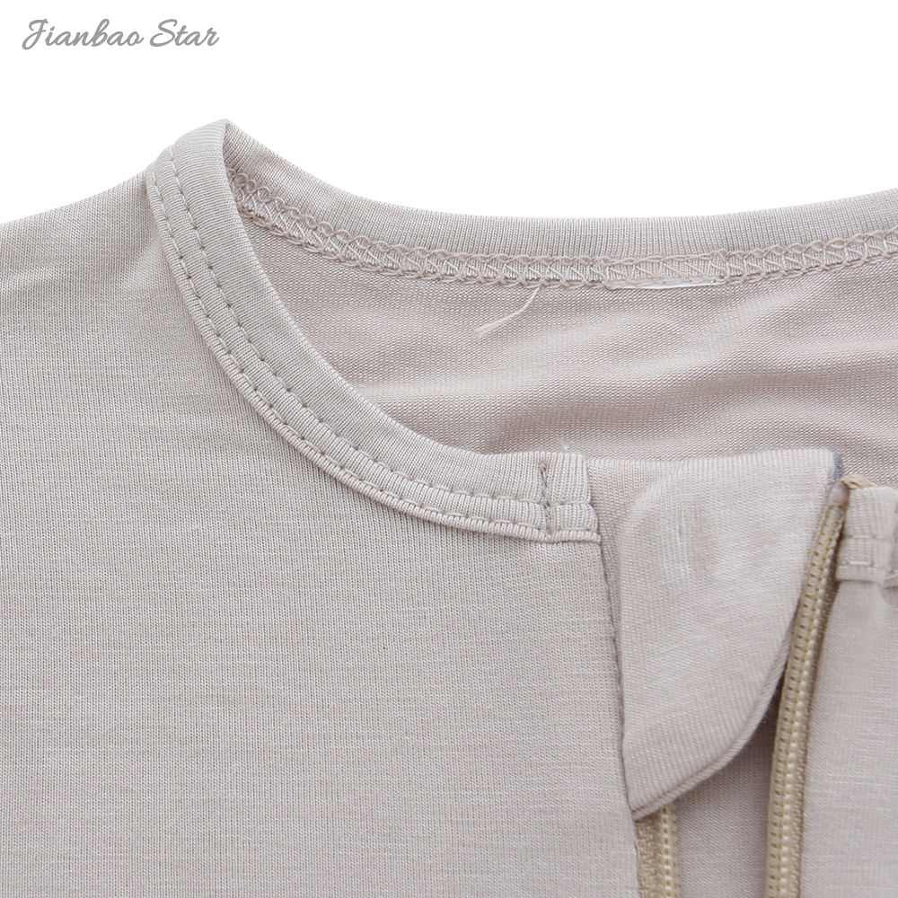 Barboteuse unisexe en bambou 95%, vêtements pour nouveau-né, manches longues, fermeture éclair, automne-hiver, personnalisé, couleur unie, vente en gros