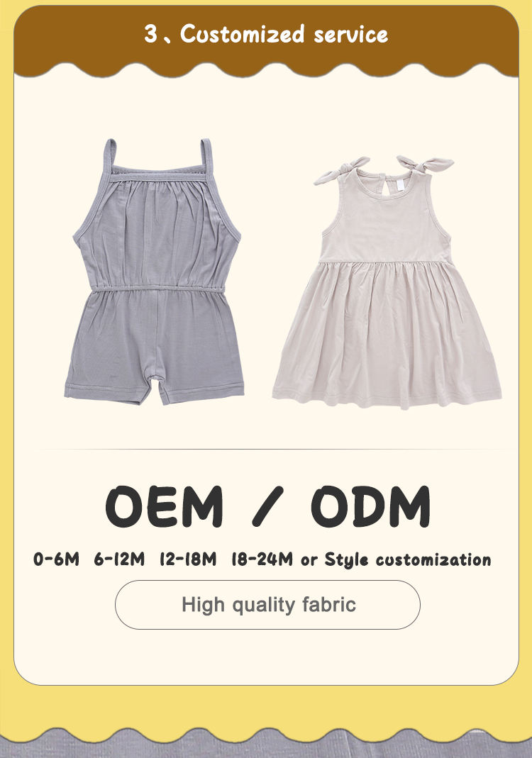 Barboteuse sans manches pour bébé, tissu tricoté en coton et bambou, bretelles confortables, vêtements d'été unisexes, couleur personnalisée, vente en gros