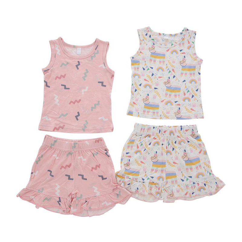 Ensemble de vêtements respirants en tissu bambou 100% coton personnalisé, costume d'été unisexe sans manches pour bébé, offre spéciale, vente en gros