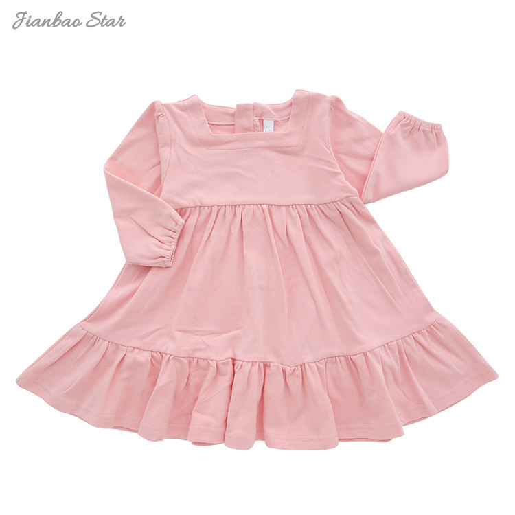 Enquêteur en gros, bébé bébé robe à manches longues Beau bébé robero ensemble d'automne couleur solide mode petite fille jupe