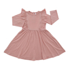 Robes pour petites filles, couleur unie, 100% coton, manches longues, Style à volants, vêtements pour enfants, dernière collection