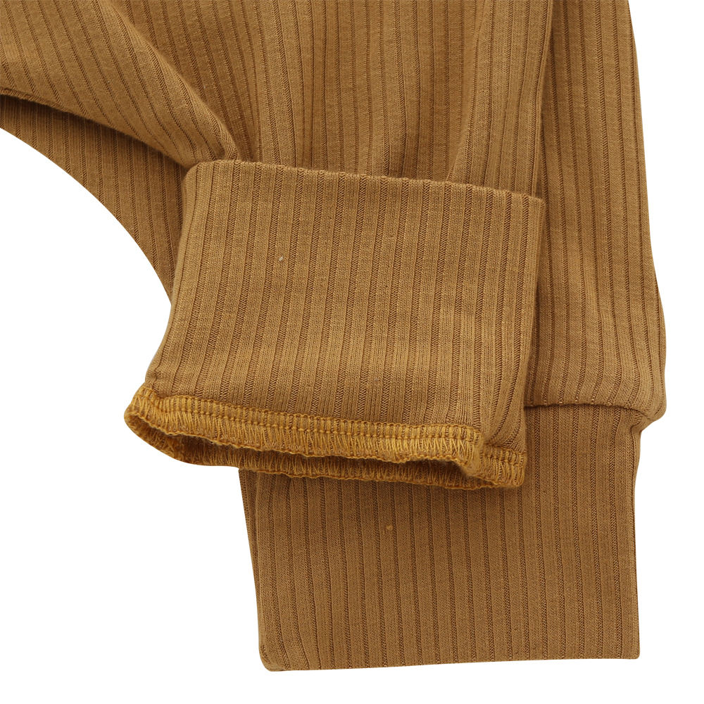 Vêtements classiques pour bébé, couleur unie, imprimé personnalisé, joli pyjama à manches longues, tissu 100% coton en bambou, ensemble barboteuse pour bébé, 2 pièces