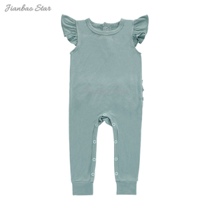 Combinaison de nuit imprimée personnalisée en bambou et spandex, barboteuse à volants pour bébé