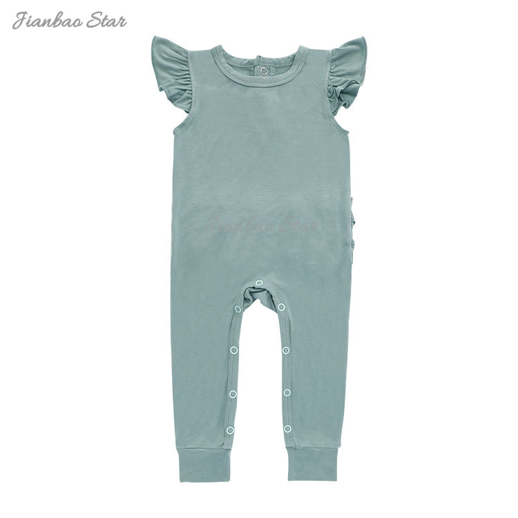 Combinaison de nuit imprimée personnalisée en bambou et spandex, barboteuse à volants pour bébé