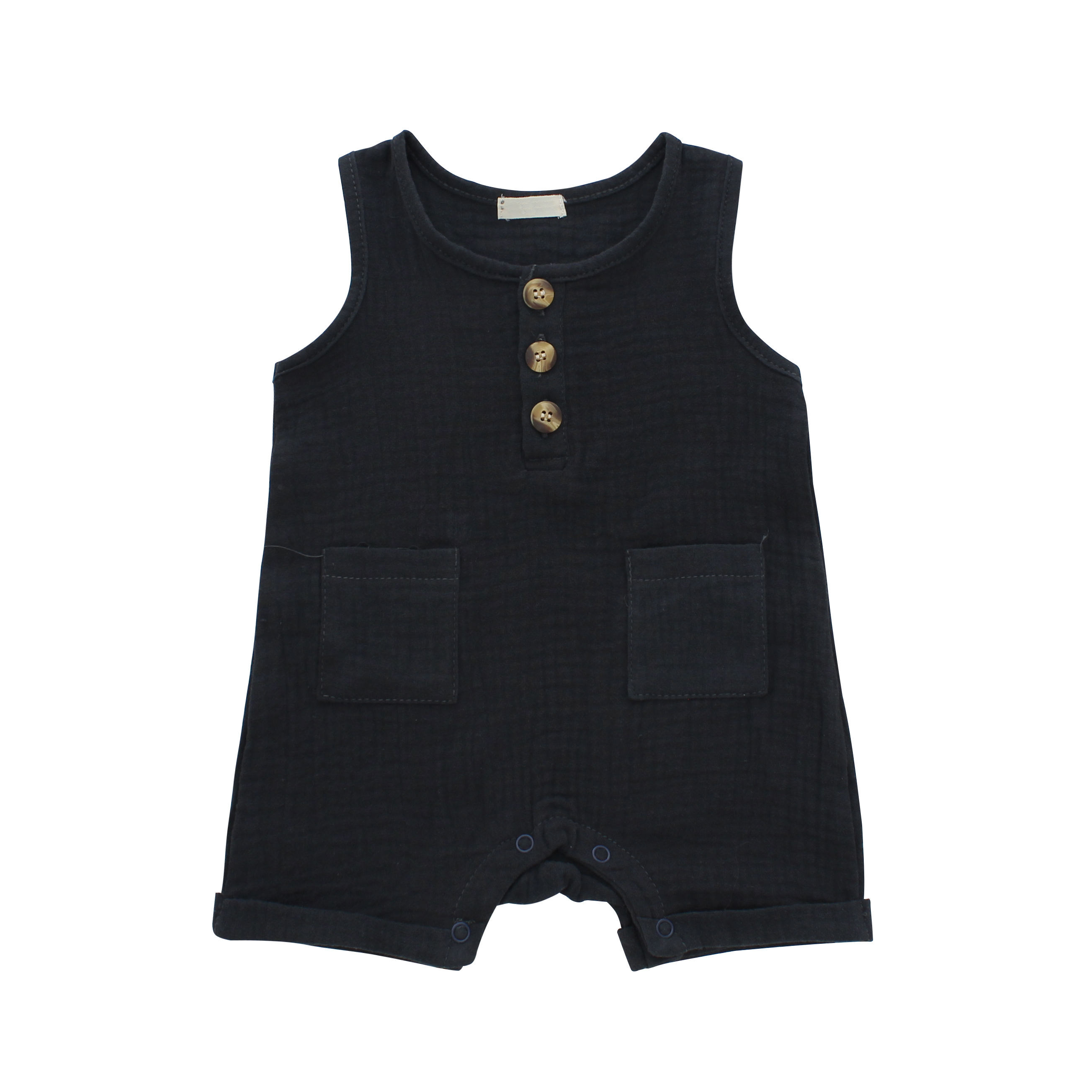 Vêtements d'été pour bébés, motif de couleur personnalisé, sans manches, avec boutons à bretelles, ensemble barboteuse pour filles et garçons, vente en gros