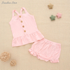Ensemble de vêtements d'été pour bébés filles, avec hauts à bretelles et joli short à volants, tenues tricotées en bambou, nouvelle collection, offre spéciale