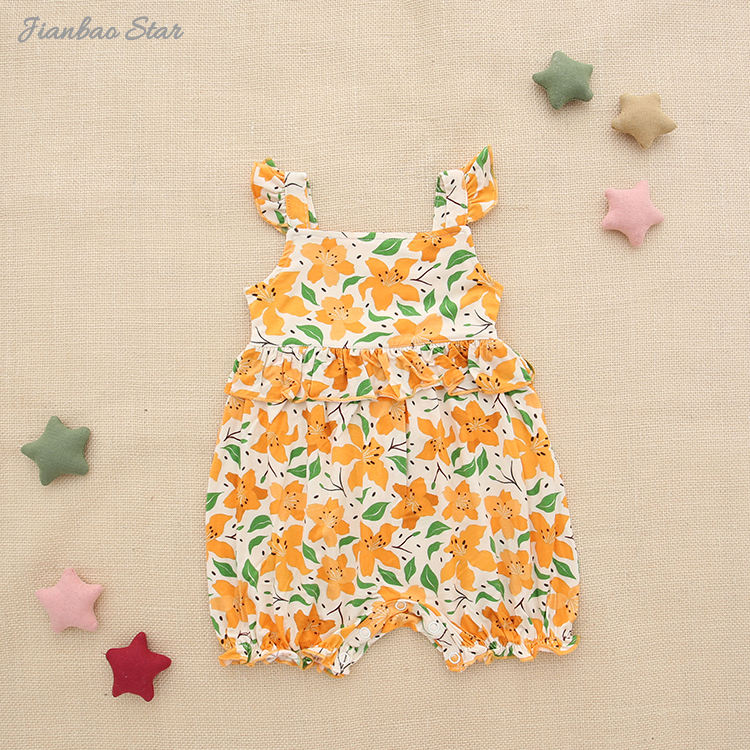 Barboteuse sans manches à volants pour bébé fille, nouvelle version printemps été, coupe incroyable et Style doux, tissu en coton de bambou, vêtements pour bébé fille