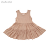Robe en tissu de bambou de couleur unie, sans manches, manches courtes et longues, une série de robes pour bébés filles, Style à volants pour enfants