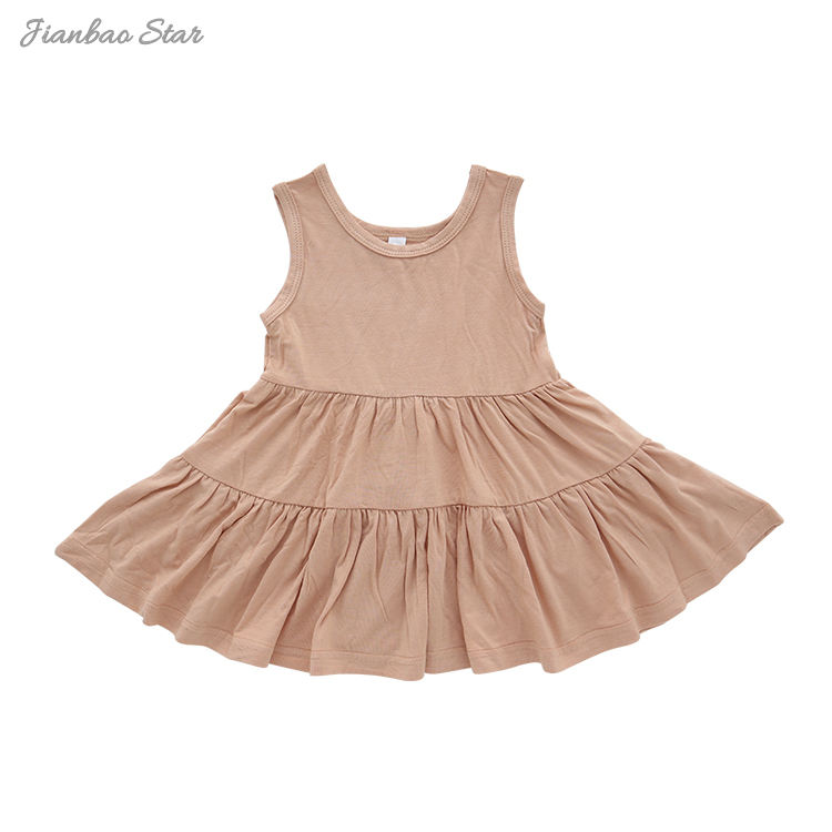 Robe en tissu de bambou de couleur unie, sans manches, manches courtes et longues, une série de robes pour bébés filles, Style à volants pour enfants
