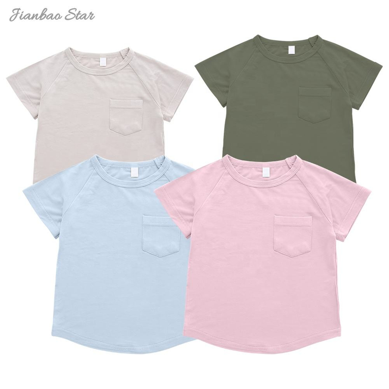Tenue ample de Style classique, vêtements de nuit de couleur unie, T-shirt à manches courtes en coton et bambou pour bébés, enfants et adultes, vente en gros