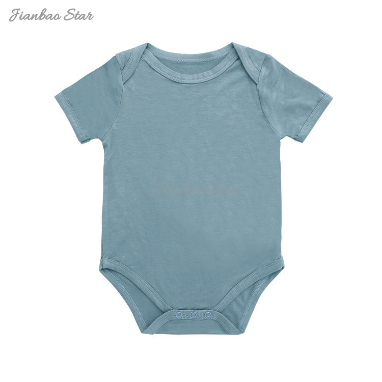 Vêtements pour bébé, combinaison d'été en bambou, Spandex, coton, couleur unie, manches courtes, barboteuse pour nouveau-né, vente en gros