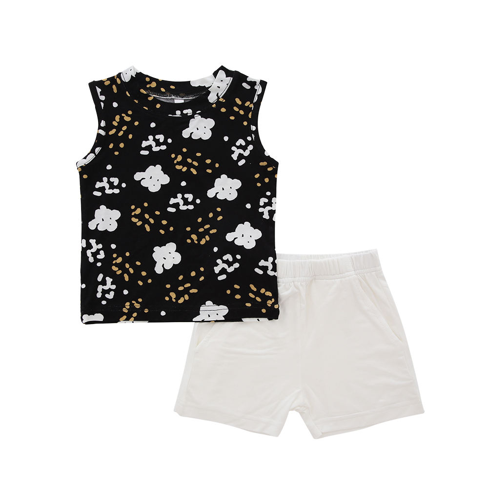 Ensemble pyjama pour bébé, Design classique, sans manches, vêtements de nuit, bambou, Spandex, coton, unisexe, vêtements d'été deux pièces