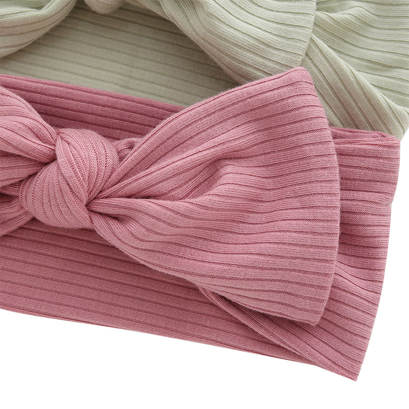 Bandeau tricoté en bambou pour bébé, nouveau Design, forte élasticité, bandeau Facial pour enfants, couleur unie, Style côtelé à la mode