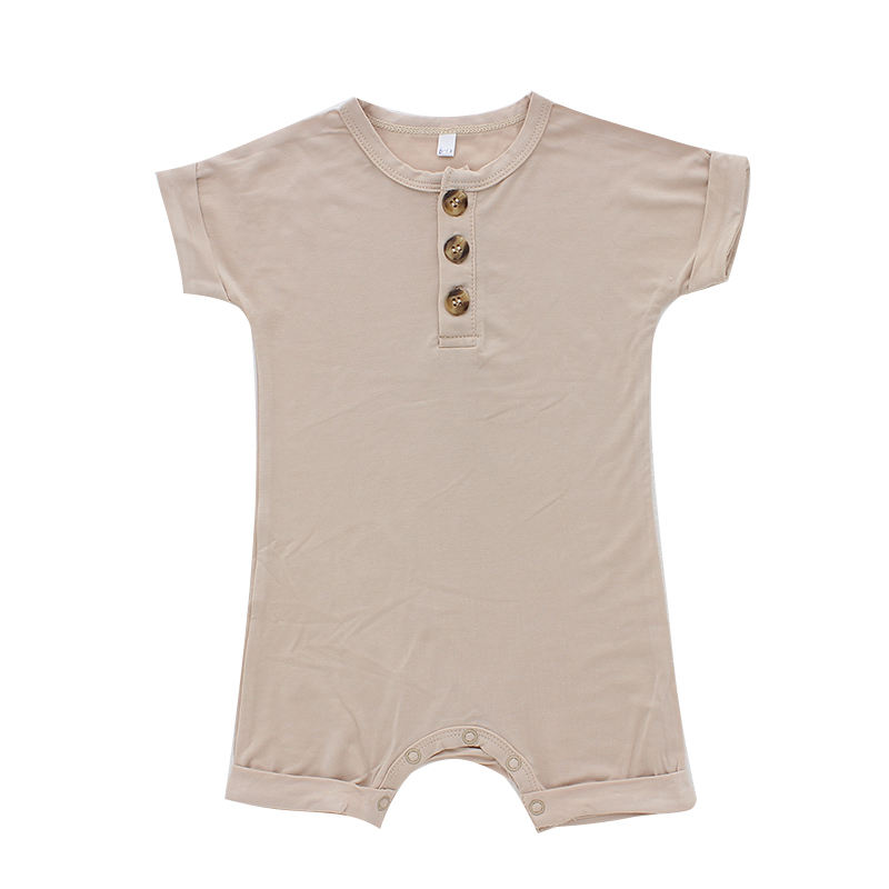 Ensemble barboteuse à manches courtes pour nouveau-né, avec boutons, tissu 95% bambou et 5% Spandex de haute qualité, combinaison d'été pour bébé