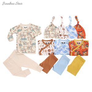 Pyjama à manches longues pour bébé, ensemble deux pièces unisexe en coton et bambou, vêtements de nuit, vente en gros, à la mode, automne