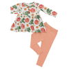 Ensemble de vêtements tricotés 100% coton pour filles, motif floral, hauts à manches longues et pantalons longs, 2 pièces, vêtements pour bébés