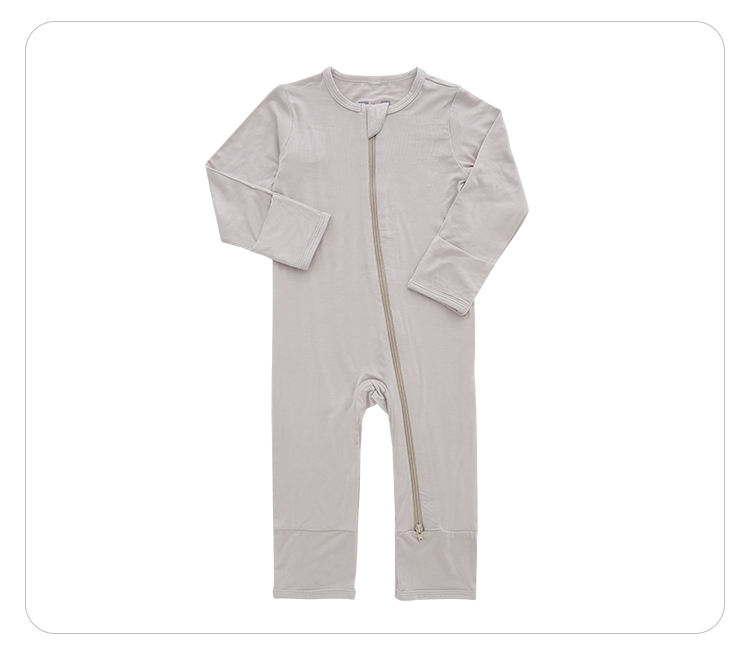 Classique couleur unie Design jarretelle bambou coton à manches longues belle bébé barboteuses automne nourrissons Body costume combinaisons à fermeture éclair