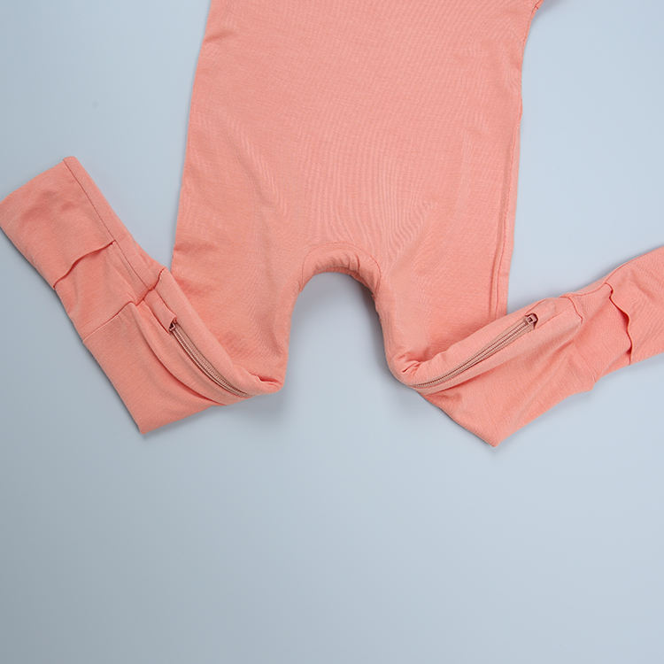 Barboteuse à manches longues pour bébé de 0 à 24 mois, fermeture éclair bidirectionnelle, vêtements pour bébé, couleur unie, impression personnalisée, vente en gros, nouveau