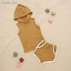 Nouveau Design tenues couleurs unies haute qualité bébé vêtements ensemble côtelé bambou sans manches sweats à capuche unisexe et pantalons courts