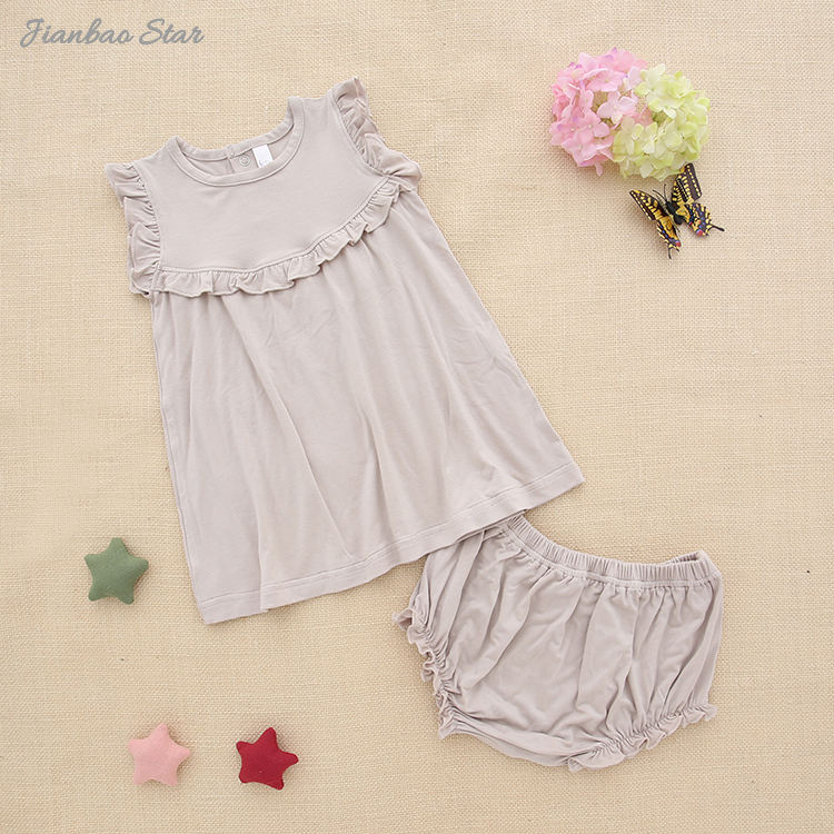 Nouveau lancement de tenues pour bébés, hauts et shorts sans manche, ensemble de vêtements d'été tricotés en bambou pour bébés et enfants filles