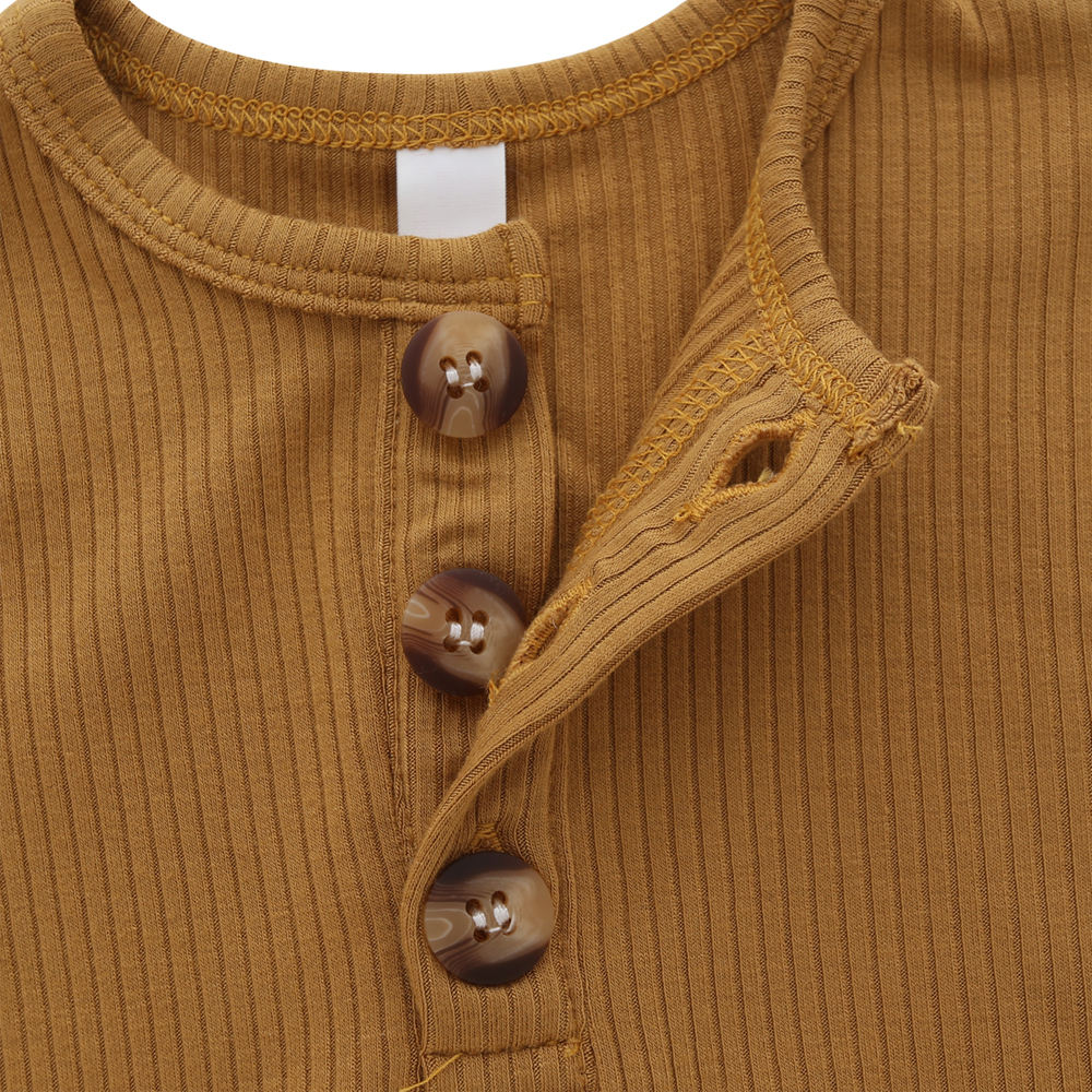 Vêtements classiques pour bébé, couleur unie, imprimé personnalisé, joli pyjama à manches longues, tissu 100% coton en bambou, ensemble barboteuse pour bébé, 2 pièces