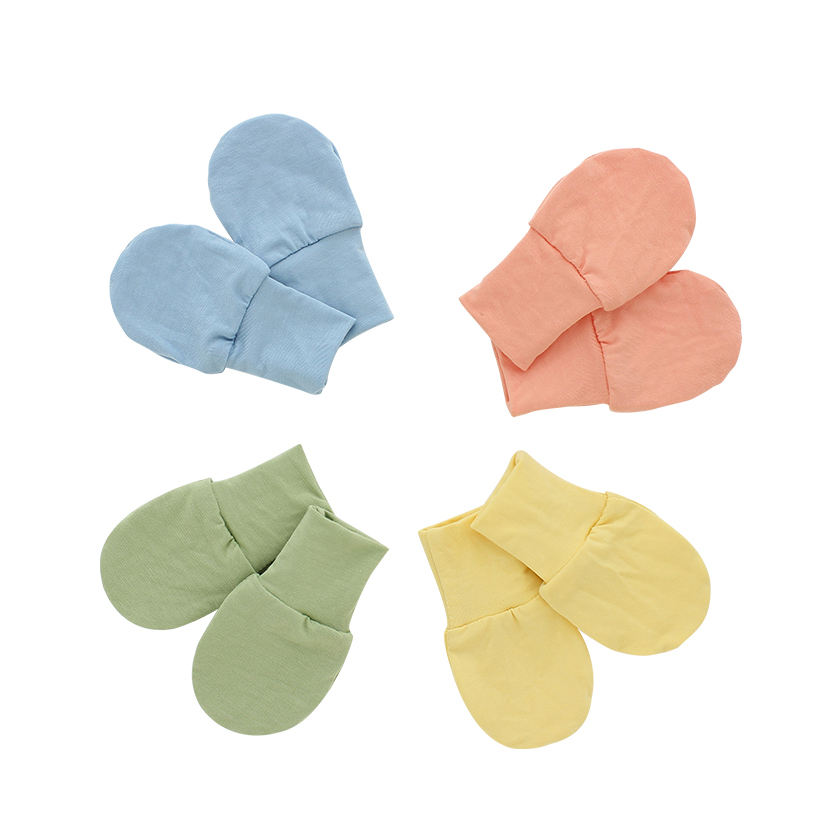 Tissu en bambou imprimé et couleur unie, ensemble de mitaines super douces pour bébé, nouveau-né