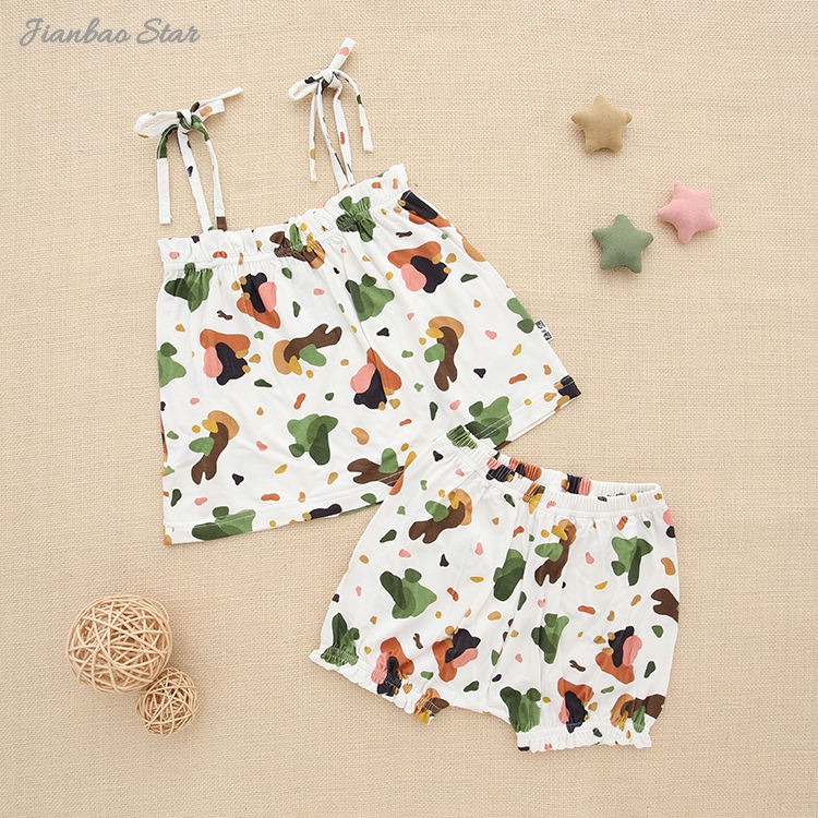 Jupe à bretelles en bambou ou coton tricoté pour bébés et filles, ensemble de vêtements d'été pour enfants, nouvelle version