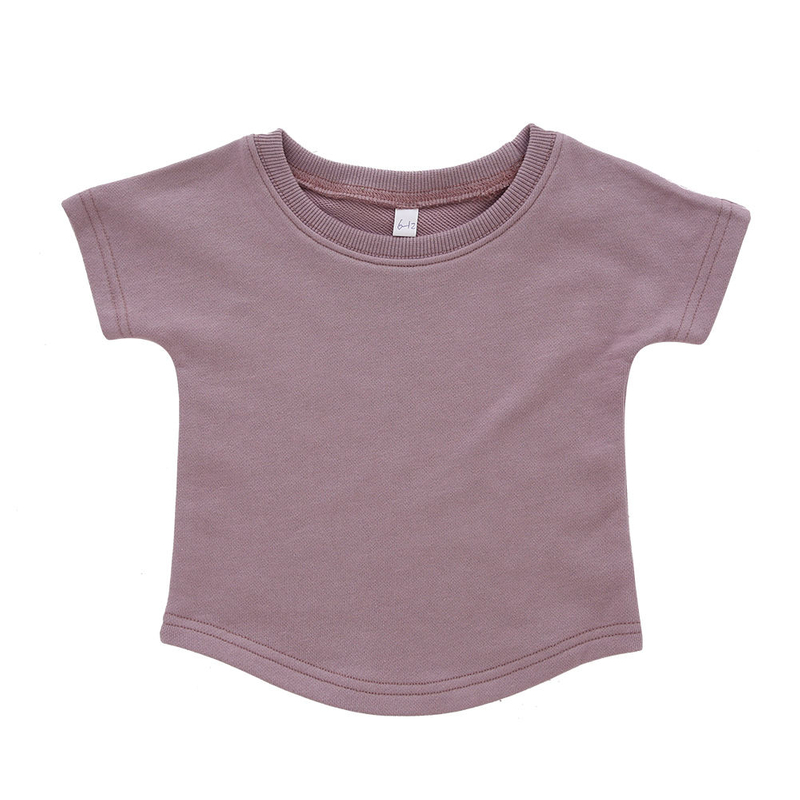 T-shirt classique 100% coton, couleur unie, vêtements de nuit, coton biologique en bambou, hauts à manches courtes pour bébés et enfants
