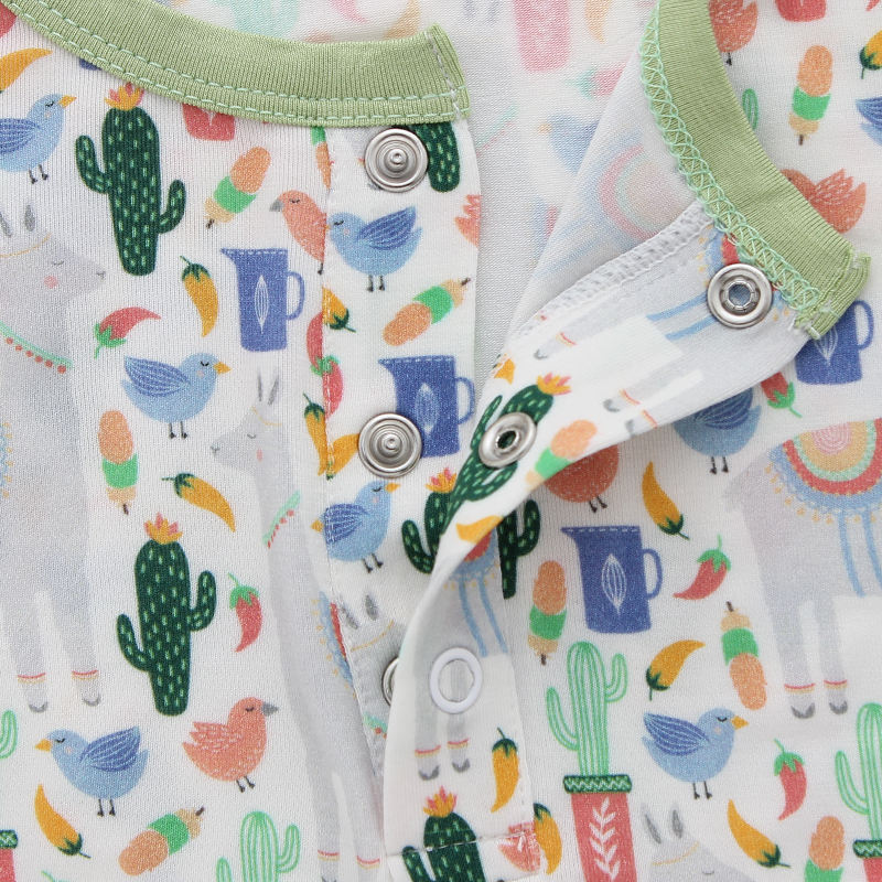 Ensemble pyjama pour nouveau-né, manches longues, tricoté en coton de bambou, barboteuse pour garçons et filles, imprimé personnalisé, 2 pièces, vente en gros