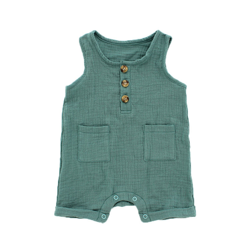 Barboteuse 100% coton pour nouveau-né, nouveau Design, mode, boutons de poche confortables, sans manches, unisexe, vêtements pour nouveau-né