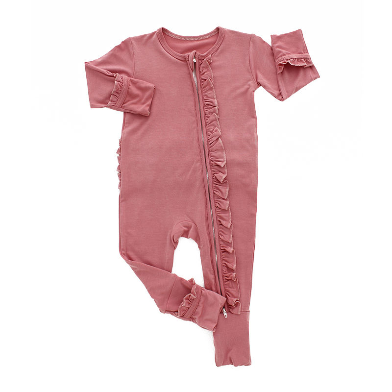 Combinaison à fermeture éclair pour bébé, Design classique, haute qualité, combinaison en coton de bambou, manches longues, couleur unie, barboteuse pour bébé