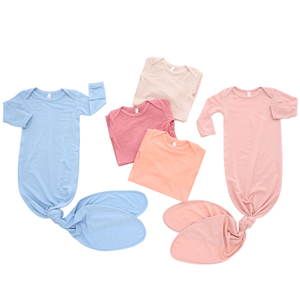 Ensemble pyjama pour nouveau-né, 100% coton, manches longues, tricoté, 3 pièces, vêtements pour bébé, sac de couchage avec chapeau et bandeau, accessoires