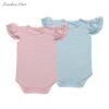 100% coton tricoté impression personnalisée OEM couleur unie pétale sans manches été bébé combinaison bébé fille barboteuse
