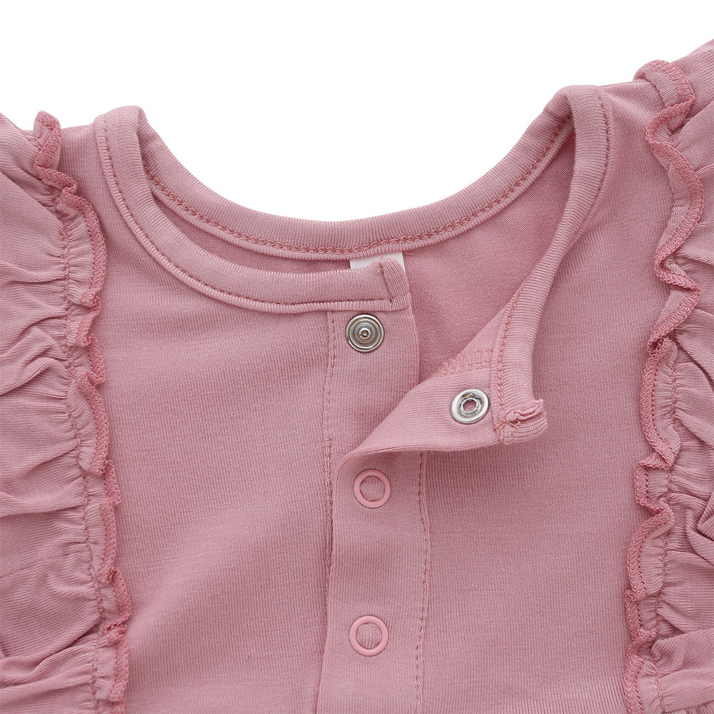 Barboteuse à volants pour petites filles, vêtements d'automne en molleton personnalisés, en bambou et coton doux pour enfants, vente en gros